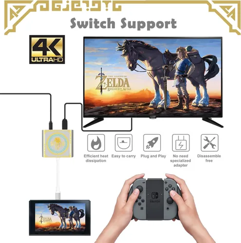 Vista 5 de Switch Docking Station for Nintendo Switch,Portable Switch Dock with HDMI TV USB 3.0 Port and USB C for with Nintendo Switch OLEDSteam DeckMacBook