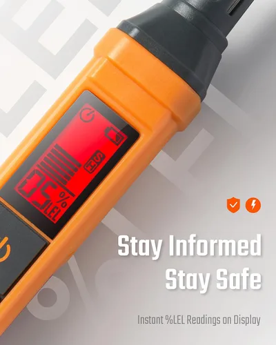 Vista 2 de PT205 Detector de gas natural con alarma audible y visual, detector de fugas de gas con valor % LEL de metano, butano, propano para el hogar, RV