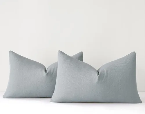 Vista 48 de Mixhug Juego de 2 fundas de almohada decorativas de lino para sofá y cama, cojín lumbar, color beige, 12 x 20 pulgadas