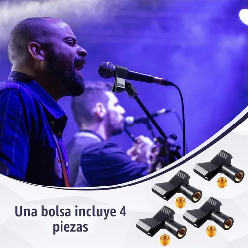 Vista 7 de 4 clips de micrófono con 4 adaptadores ajustables, clip