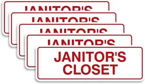 Vista 33 de Signs ByLITA Letrero estándar de JANITOR'S CLOSET con cinta adhesiva (negro) - Pequeño 1 paquete