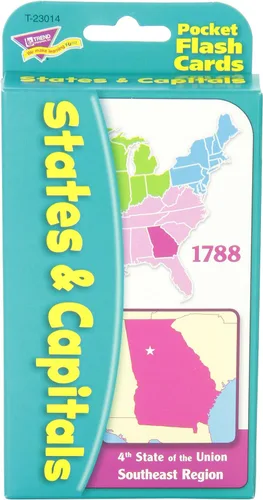 Vista 5 de Trend Enterprises Inc.Tarjetas de bolsillo, paquete de 56, Estados y, Variados