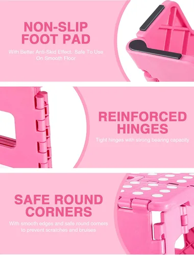 Vista 52 de Dyforce Taburete plegable de 11 pulgadas, taburete duradero para niños, taburetes resistentes para adultos, taburetes de pie compactos, taburete