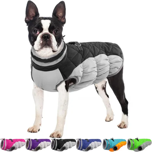 Vista 47 de Chaqueta de invierno para perro, abrigo impermeable y reflectante, resistente al viento, ropa cálida para mascotas, cómoda ropa de forro polar