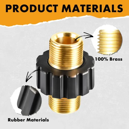 Vista 4 de Twinkle Star Adaptador de manguera para lavadora a presión, conector de rosca métrica macho M22, conector de lavadora a presión de 5000 PSI, 2