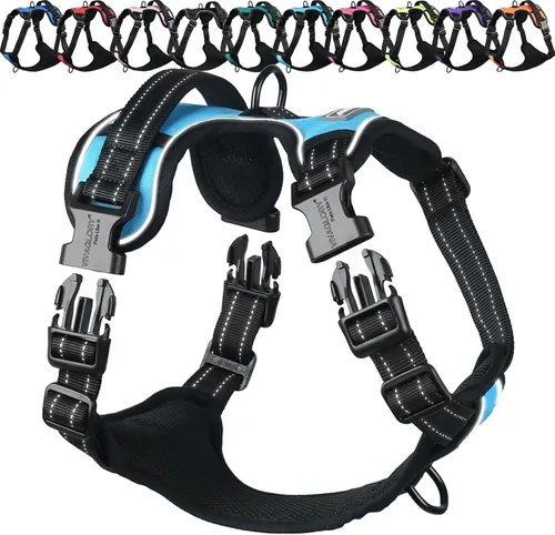 Vista 18 de VIVAGLORY Arnés para perro Easewalk - Arnés para perro sin tirones con asa clip frontal y clip trasero para entrenamiento, caminar y levantar, sin