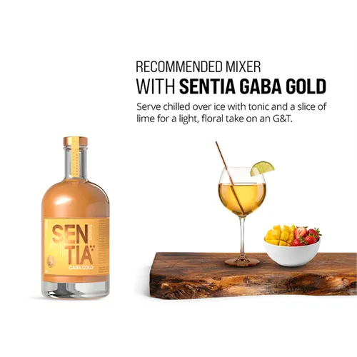 Vista 3 de Sentia Spirits Gaba Gold, Botánico Sin Alcohol, Bebida, Premiada, Vegana, Sin Gluten y Libre de GM, Sin Grados, Sabor Cítrico a Jengibre Hasta 20