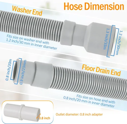 Vista 2 de MyLifeUNIT Manguera de drenaje para lavadora, kit de extensión de manguera de drenaje para lavadora con 1 adaptador de extensión y 2 abrazaderas