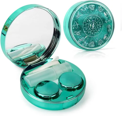 Vista 13 de ofone Funda para lentes de contacto, Bling Constellations - Estuches de contacto con pinzas, herramienta de eliminación de espejo, botella portátil