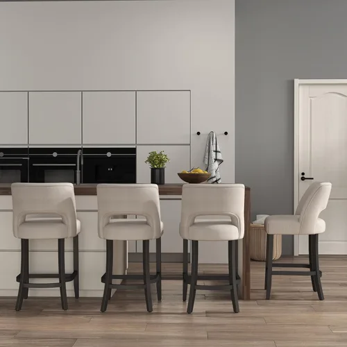 Vista 12 de VKNOW Juego de 2 Taburetes de Bar, Taburetes de Bar Tapizados de Altura de Mostrador, Taburetes Modernos de Mostrador con Patas de Madera para Isla