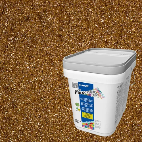 Vista 2 de MAPEI Flexcolor 3D, listo para usar, lechada translúcida, no se hunde con acabado de efecto irredescente, rosa dorada, cubo de 0.5 galones