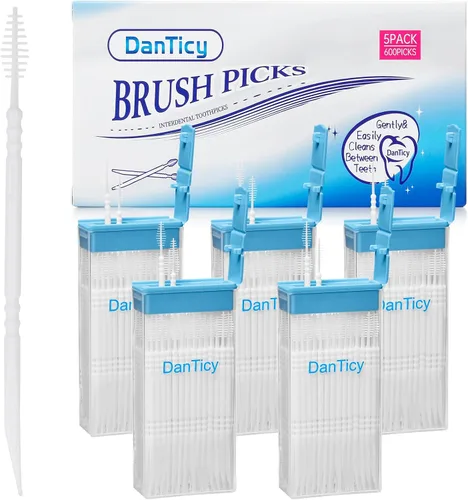 Vista 8 de DanTicy Palillos interdentales Brushpicks, palillos de dientes dentales de cerdas suaves, palillos de dientes, ayuda a eliminar la placa
