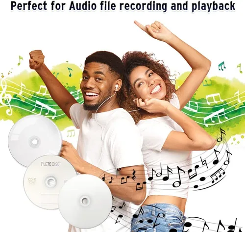 Vista 7 de PlexDisc 95252 CD-R 700MB 52X Hub de inyección de tinta blanco imprimible - 100pk husillo embalaje libre de frustración, 100 discos