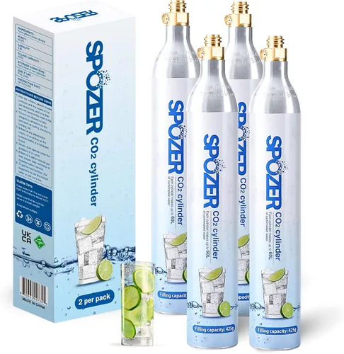 Vista 7 de SPOZER Cilindro de CO2 de 60 L para SodaStream, Cilindros Roscados de CO2 Compatibles con Todas las Máquinas de Soda Roscadas 'Atornillables', FIZZ