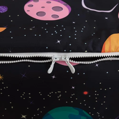 Vista 5 de ADASMILE A & S Juego de ropa de cama con cremallera individual para niños, juego de edredón con diseño del espacio exterior, juego de edredón