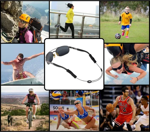 Vista 4 de Correa ajustable para lentes (estilo tiburón) – Correa de gafas de sol sin cola – Soporte de cuerda para gafas – Con paño de limpieza de gafas