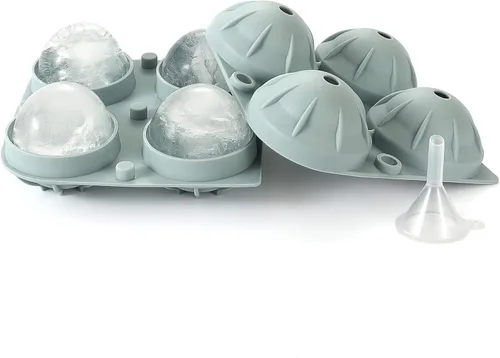Vista 17 de Bandeja de silicona suave para cubitos de hielo con tapa, bandeja de hielo flexible (4 esferas, negro)