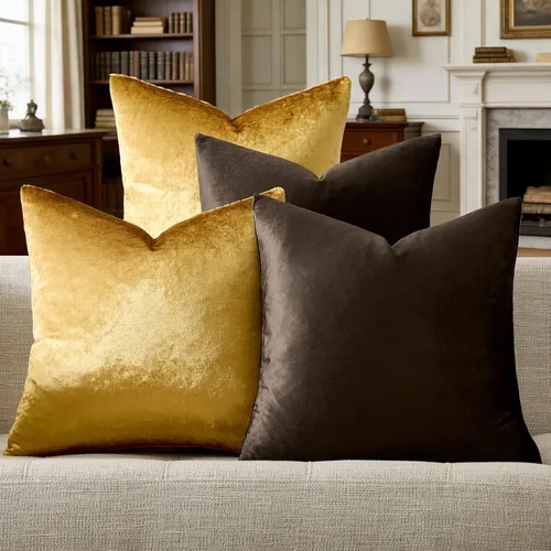 Vista 17 de GIGIZAZA Fundas de almohada decorativas de terciopelo champán, fundas de almohada para sofá (20 x 20 pulgadas, 4 unidades, champán)