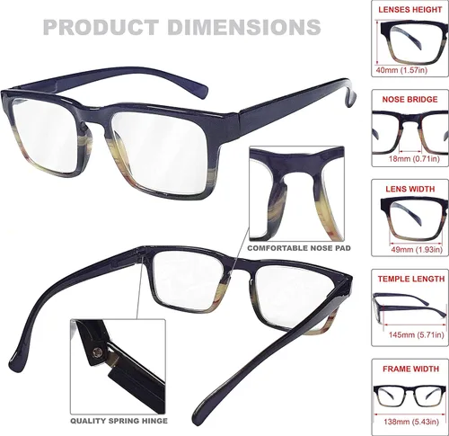 Vista 6 de Lentes de lectura progresivos de enfoque múltiple 3 potencias en 1, bloqueo de luz azul para mujeres y hombres +1.00-+3.50