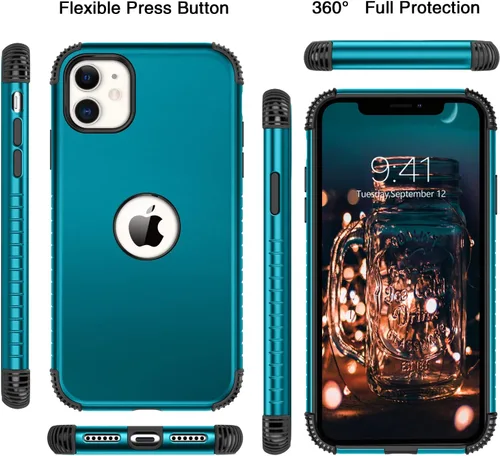 Vista 9 de BENTOBEN Funda para iPhone 11, funda para teléfono iPhone 11, resistente 2 en 1, protección completa rugosa a prueba de golpes, híbrida parachoques