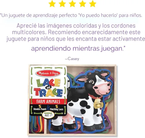 Vista 6 de Melissa & Doug – Juego de encaje y Trace Activity Set: 5 Paneles De Madera Y 5 CORDONES – Granja