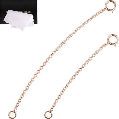 Vista 30 de Extensor de collar de plata de ley 925, extensores de cadena de collar para mujer, pulsera de cadena, extensión de joyería para collares, juego de 3