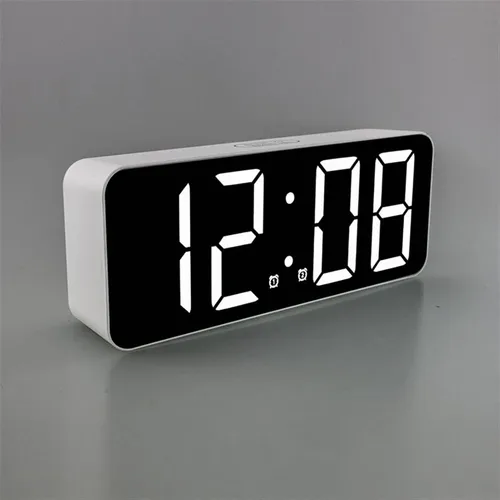 Vista 3 de YPZ Reloj de Pared Digital Alarm Clock, 1 Piece LED Mirror Surface, Digital Alarm Clock, Calendar Table Clock without Battery