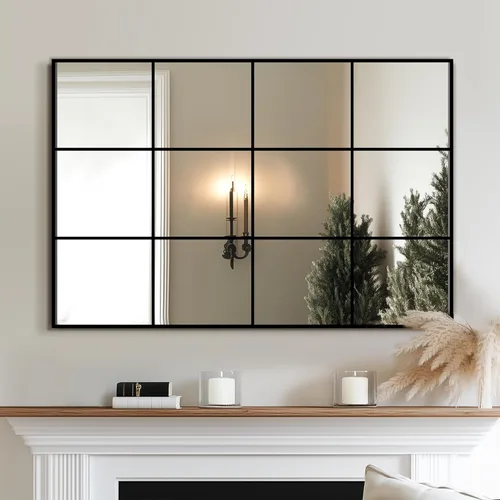 Vista 5 de Delma Espejo de Pared, 36"X24" Panel de Ventana para Decoración de Sala de Estar, Arte de Pared Decorativo, Espejo de Pared Grande para Dormitorio