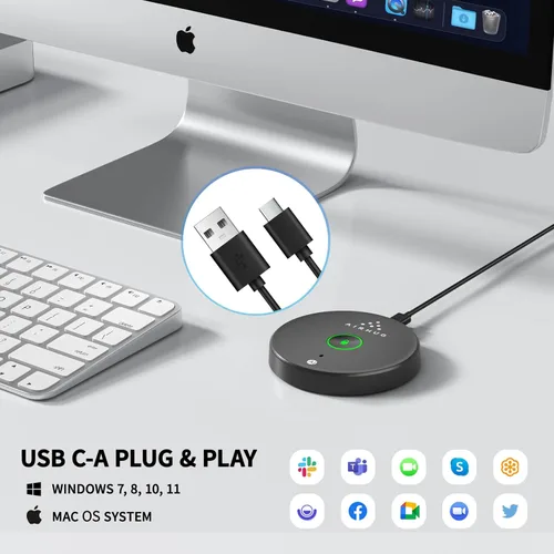 Vista 5 de AIRHUG Micrófono USB Sin Altavoz, Micrófono de Escritorio para Computadora, Botón de Silencio con Indicador LED, Reducción de Ruido AI, Condensador