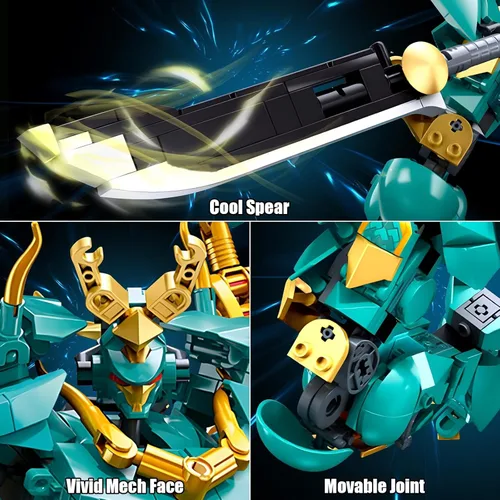 Vista 16 de HIGH GODO Juego de construcción de robot transformador para adultos, modelo de juguete de construcción de City Warrior Mech y Fighter Jet 2 en 1