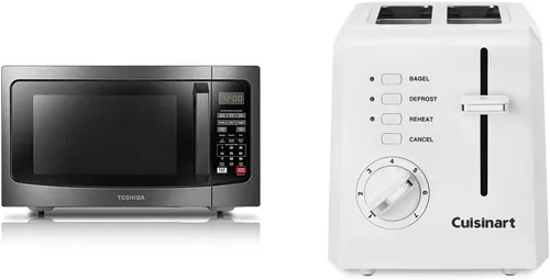 Toshiba EM131A5C-BS Horno microondas con sensor inteligente, interior fácil de limpiar, modo ECO y sonido de encendido/apagado, 1.2 pies cúbicos,