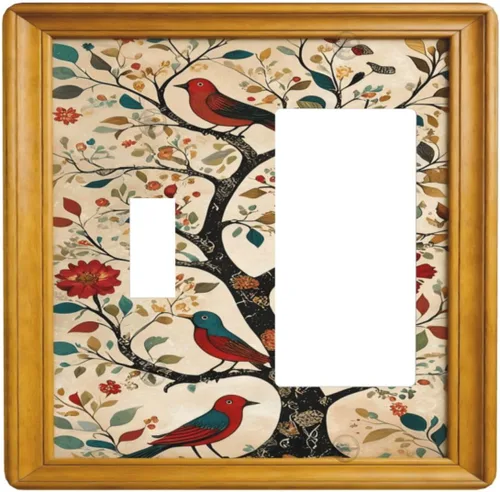 Vista 154 de Cubiertas Decorativas de Arte para Interruptores de Luz de Hojas de Otoño Placa de Pared de Palanca Individual Cubierta Decorativa para Interruptor