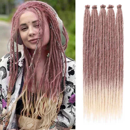 Vista 55 de Leeven Extensiones de Rastas Sintéticas de Doble Punta de 24 Pulgadas 30 Hebras Rastas Boho 613 Rubio 3 Estilos Mixtas Onduladas Rizadas DE Rastas
