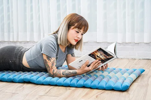 Vista 581 de Leewadee colchón tailandés enrollable para cama de invitados, tapete de yoga, para masaje tailandés, ecológico, orgánico y natural.