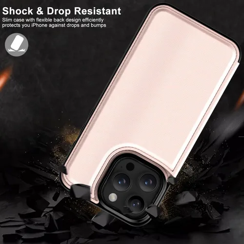 Vista 1193 de LETO para iPhone 15 Pro Funda tipo cartera - Tapa tipo folio con patada - Diseños de moda - Tarjetero - Funda protectora para mujeres y niñas - 6.1