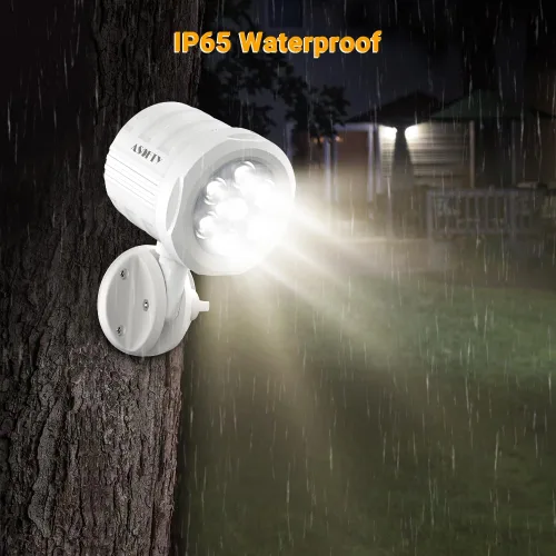 Vista 6 de ASOFTY Luz de exterior con sensor de movimiento, funciona con pilas, 6 LED de 1000 lúmenes inalámbricos con control remoto, IP65 impermeable 6000 K