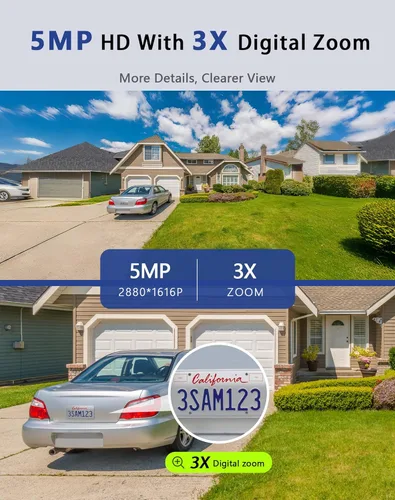 Vista 3 de LaView Cámara de seguridad 2K para exteriores con visión nocturna a color, cámaras con cable de 3MP para seguridad del hogar, cámara impermeable