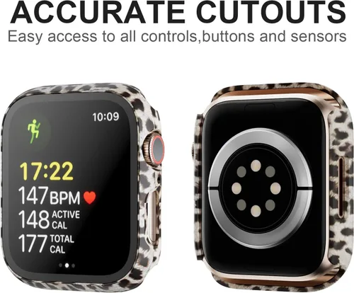 Vista 5 de Haojavo - Paquete de 12 fundas para Apple Watch Series 9, 8, 7, 1.614 in con protector de pantalla de vidrio templado, funda protectora rígida
