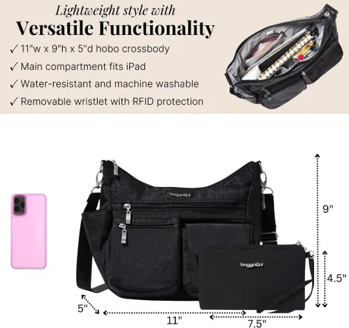 Vista 59 de Baggallini Modern Everywhere Crossbody Women 11x9x4.5 RFID Hobo Bag