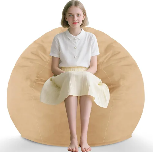 Vista 342 de Puf de 5 pies, puf grande con relleno de espuma viscoelástica, sofá puff esponjoso con funda de terciopelo holandés, puf redondo para sala de estar