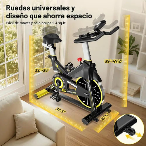 Vista 7 de Stationary Exercise Bike for home, Magnetic Resistance, Silence & Smart App Negro Amarillo Actualizado