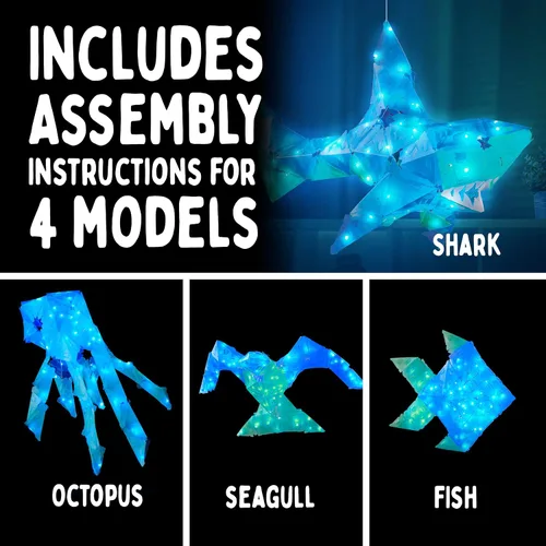 Vista 4 de Creatto: Shimmer Shark & Ocean Pals Rompecabezas de manualidades iluminados de Thames & Kosmos