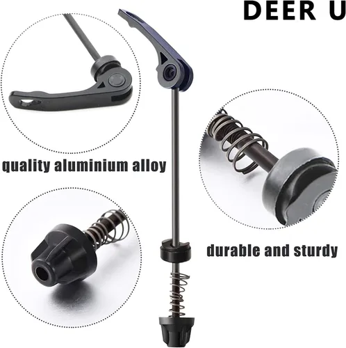 Vista 2 de DEER U Road Mountain Bicycle MTB Wheel Hub Front and Rear Skewers Quick Release Clip Bolt Lever Axle QR 145/180 mm, a Pair