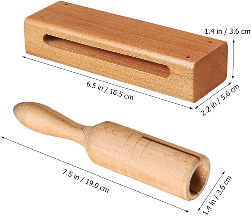Vista 2 de Mikinona 2 Sets orff instrumento música lummi palos instrumentos de percusión bloque de madera con mazo madera bloques de percusión de mano bloques