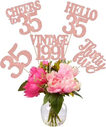 Vista 81 de 15 piezas de centro de mesa de feliz cumpleaños número 10 palos de diez dígitos dobles vintage 2015 centros de mesa de flores palos saludos a 10