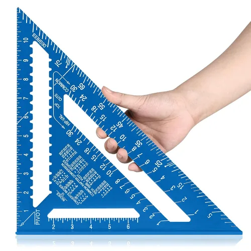 Vista 9 de Beslands Escuadra de Viga de 7 pulgadas con Nivel, Regla Triangular de Metal de Aluminio Escuadra de Carpintero Herramienta de Trazado para Negro