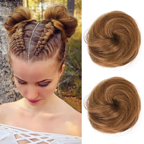 Vista 32 de REECHO Space Bun Hair Pieces, 2 piezas de mini clips de garra en moños desordenados y orejas de gato, extensiones de moño de cabello falso HB001