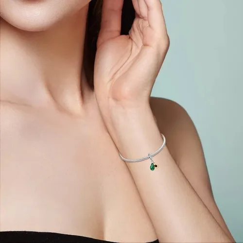 Vista 4 de Colgante de aguacate para pulsera, dije de plata de ley, dije de fruta, dije de fruta saludable, Plata esterlina, No es una piedra preciosa