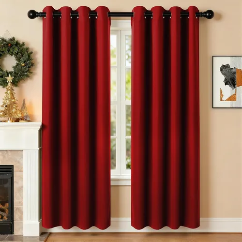 Vista 49 de Cortinas de oscurecimiento de habitación de 45 pulgadas de largo para dormitorio y sala de estar, cortinas térmicas aislantes con ojales