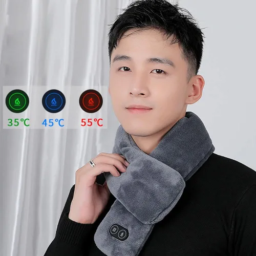 Vista 4 de ikasus Bufanda cálida USB Bufanda de cuello calentada Ajuste de temperatura de tres niveles Control de masajeador de cuatro niveles Bufandas